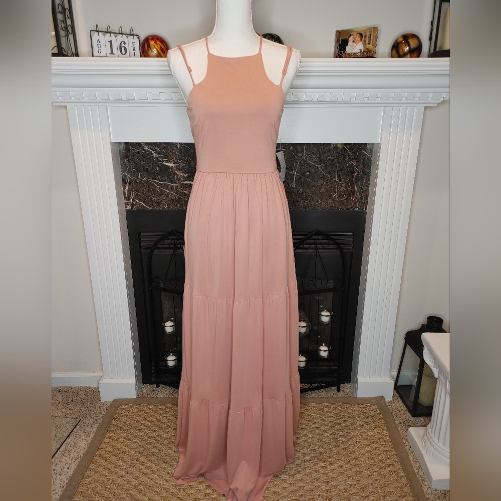 NSR TIERED MAXI DRESS, PINK XS - Picture 1 of 10